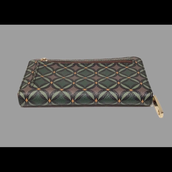 New‎ Fossil Wallet with Leather Interior, Textured, Boho, Green & Brown - Picture 3 of 10